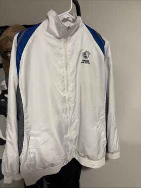 Versace White Track Jacket with Blue & Gray